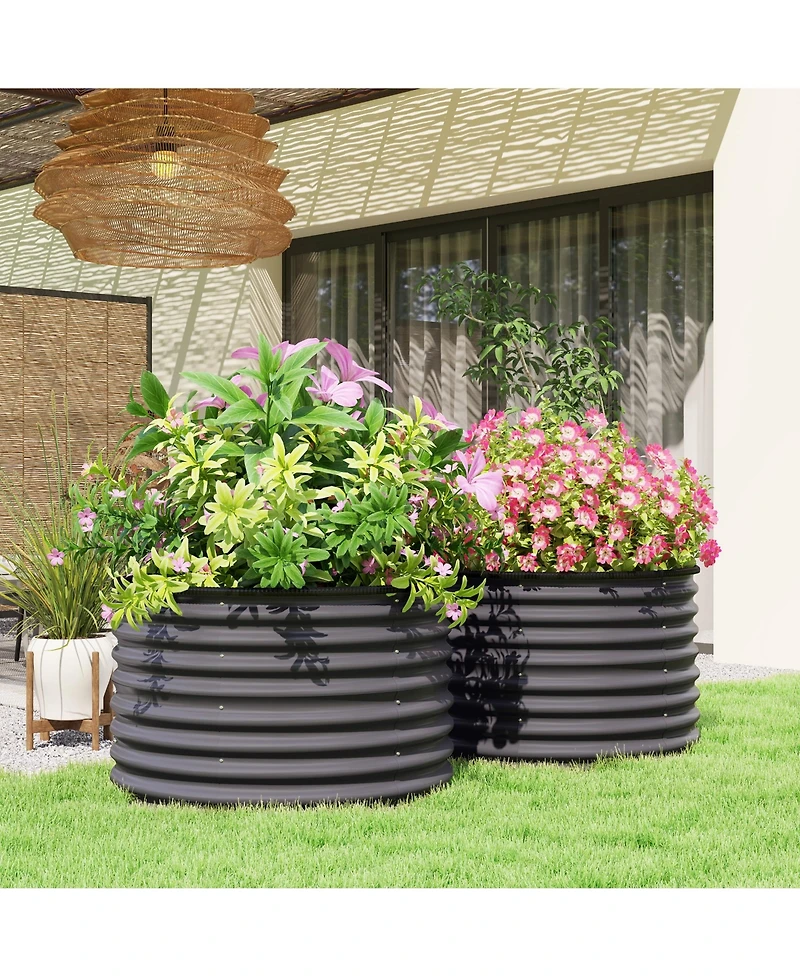 Outsunny Raised Garden Beds, Set of 2 Galvanized Planter Boxes