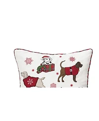 18" x 18" Festive Playful Dogs Embellished Christmas Throw Pillow