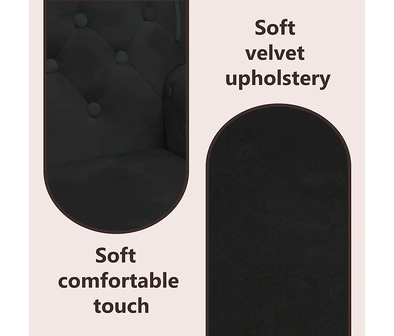 Bench with Backrest Black 47"x25.4"x29.5" Velvet