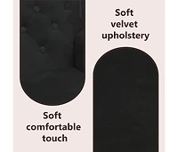 Bench with Backrest Black 47"x25.4"x29.5" Velvet