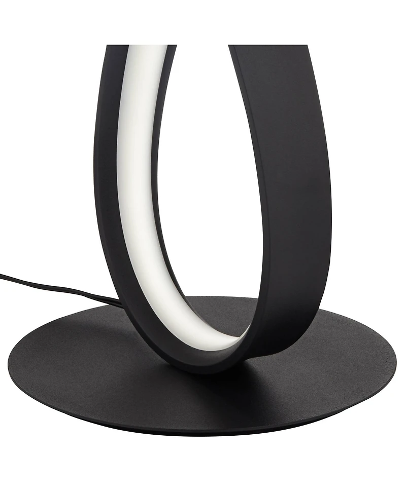 360 Lighting Twist 19 1/4" High Small Modern Accent Table Lamp Led Black Metal Single White Shade Living Room Bedroom Bedside