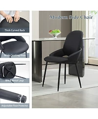 Dyhome Faux Leather Upholstered Dining Chairs Set of 2, Modern Design Side With Metal Leg and Back