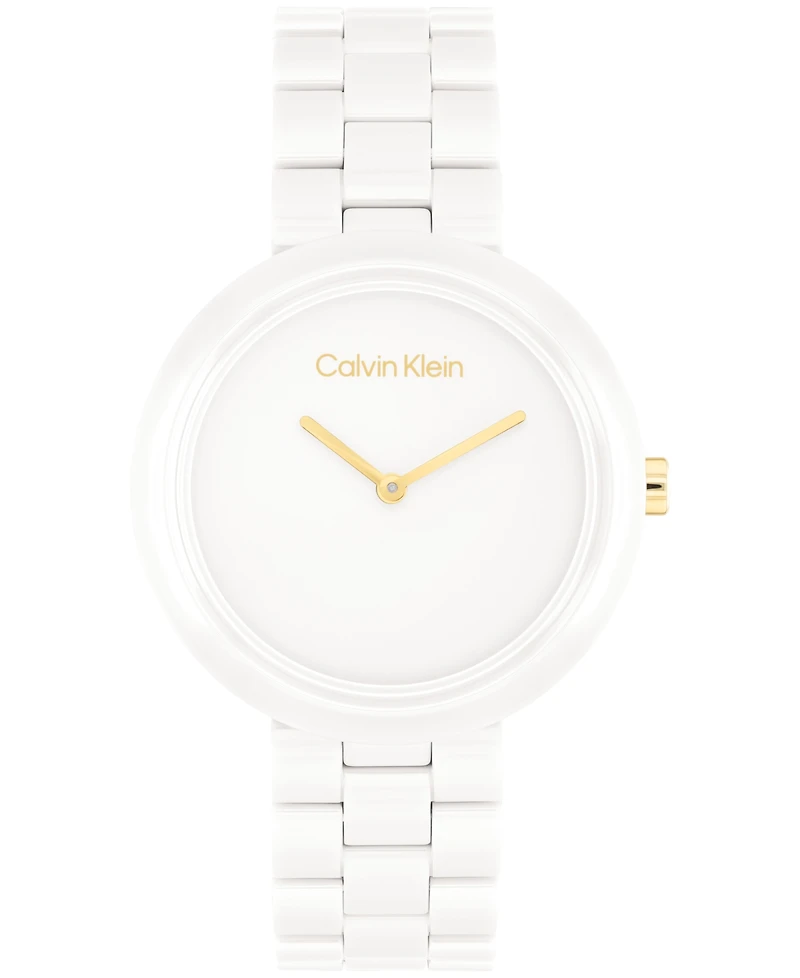 Calvin Klein Women's Ck Pure White Ceramic Watch Bracelet, 44mm