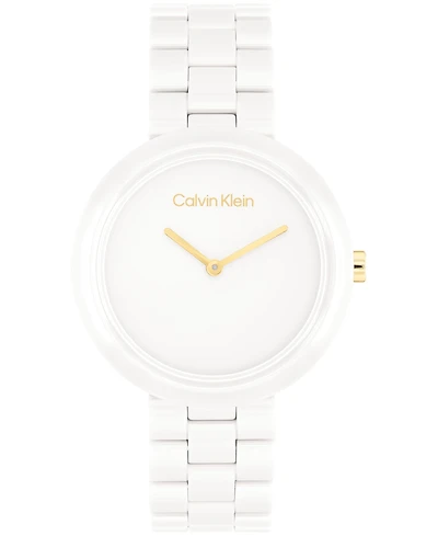 Calvin Klein Women's Ck Pure White Ceramic Watch Bracelet, 44mm