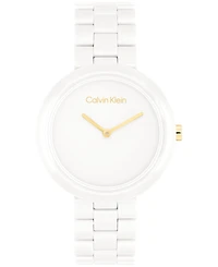 Calvin Klein Women's Ck Pure White Ceramic Watch Bracelet, 44mm