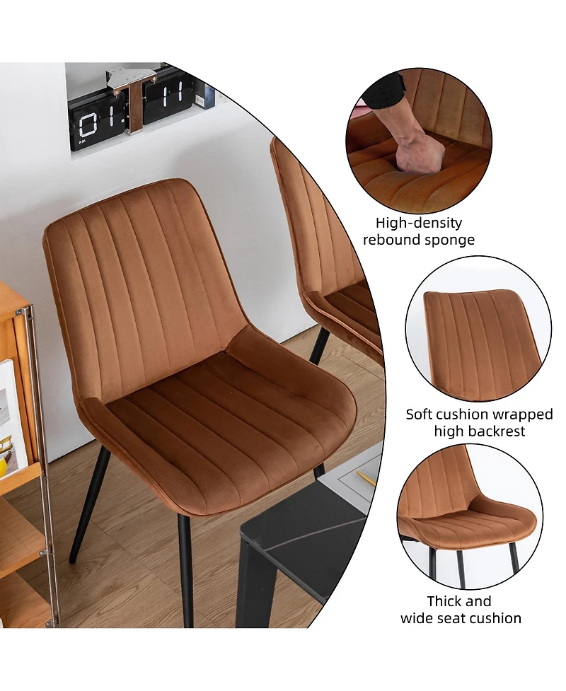 Dyhome Mid Century Dining Chairs, Upholstered Metal Side Chair