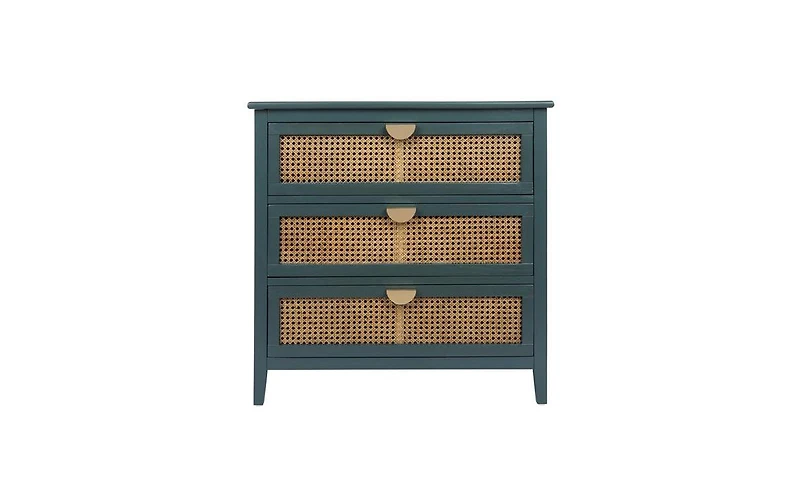 Slickblue 3 Drawer Cabinet, Rattan, American Furniture, Suitable for bedroom, living room, Study