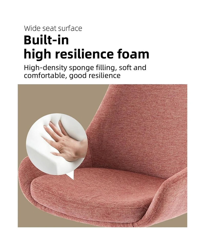 Dyhome Linen Upholstered Swivel Side Chair, Mid Century Modern Dining Chairs with Metal Frame, Set of 1