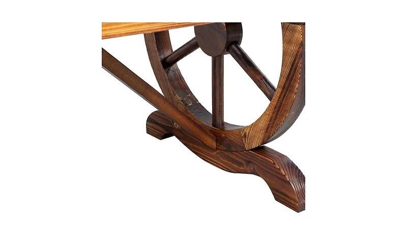 Slickblue 2-Person Garden Bench, Outdoor Wagon Wheel Porch Bench for Backyard Patio Garden