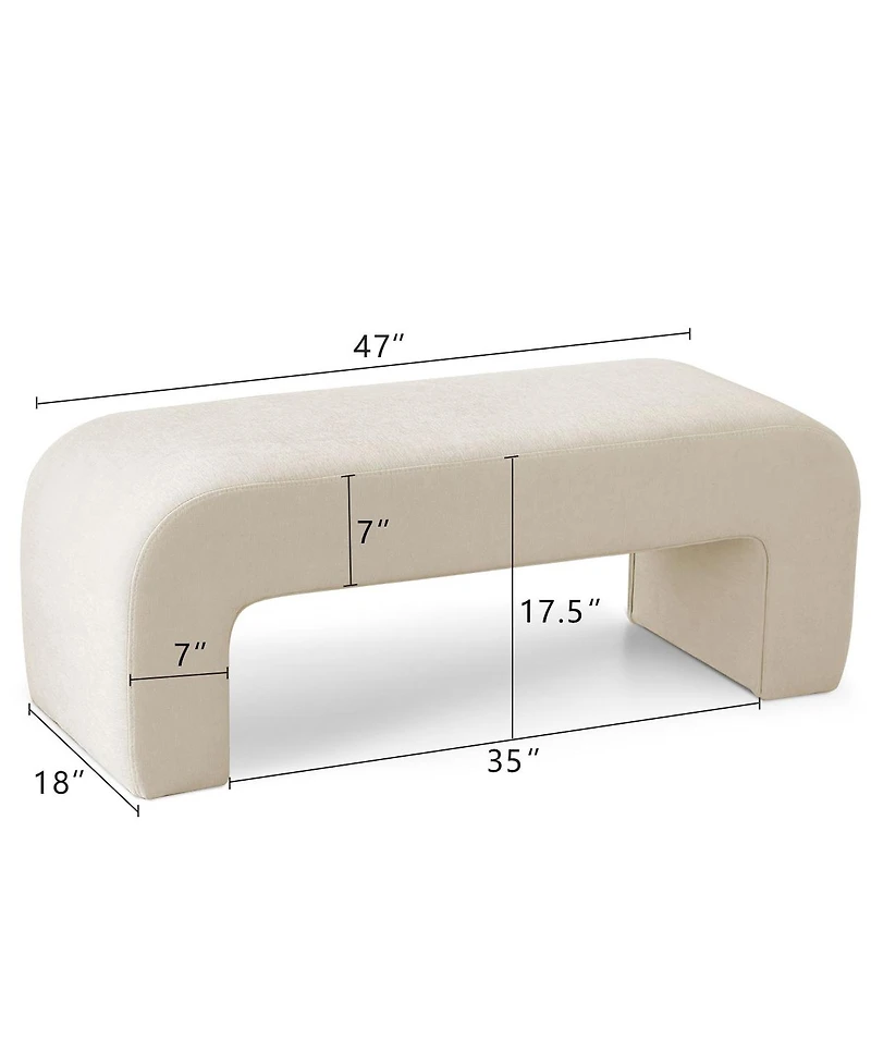 47" Upholstered Scroll Velvet Waterfall Bench/Chenille Entryway Bench-Maison Boucle