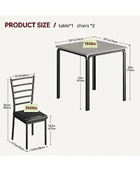 gaomon 3 Piece Dining Table Set for 2 Metal Frame Wood Kitchen Table and 2 Chairs Small Dining Furniture Set for Small Space Apartment Dining Room