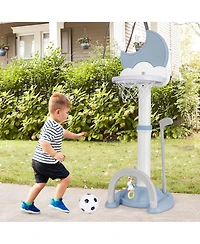 Costway 4-in-1 Toddlers Basketball Hoop with Basketball Soccer Golf and Ring Toss Game