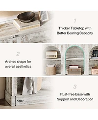 Tribesigns Farmhouse Console Table, 63-Inch Long Entryway Table with 3 Tier Storage, Wooden Rectangular Sofa Behind The Couch