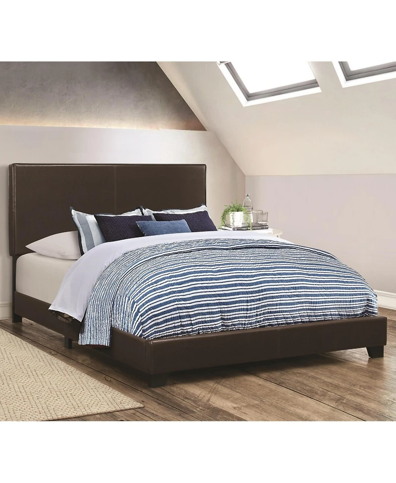 Leather Upholstered Twin Platform Bed with Modern Design and Sturdy Support