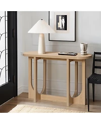 LuxenHome Natural Finish Mdf Wood 47-Inch Long Oval Console Table