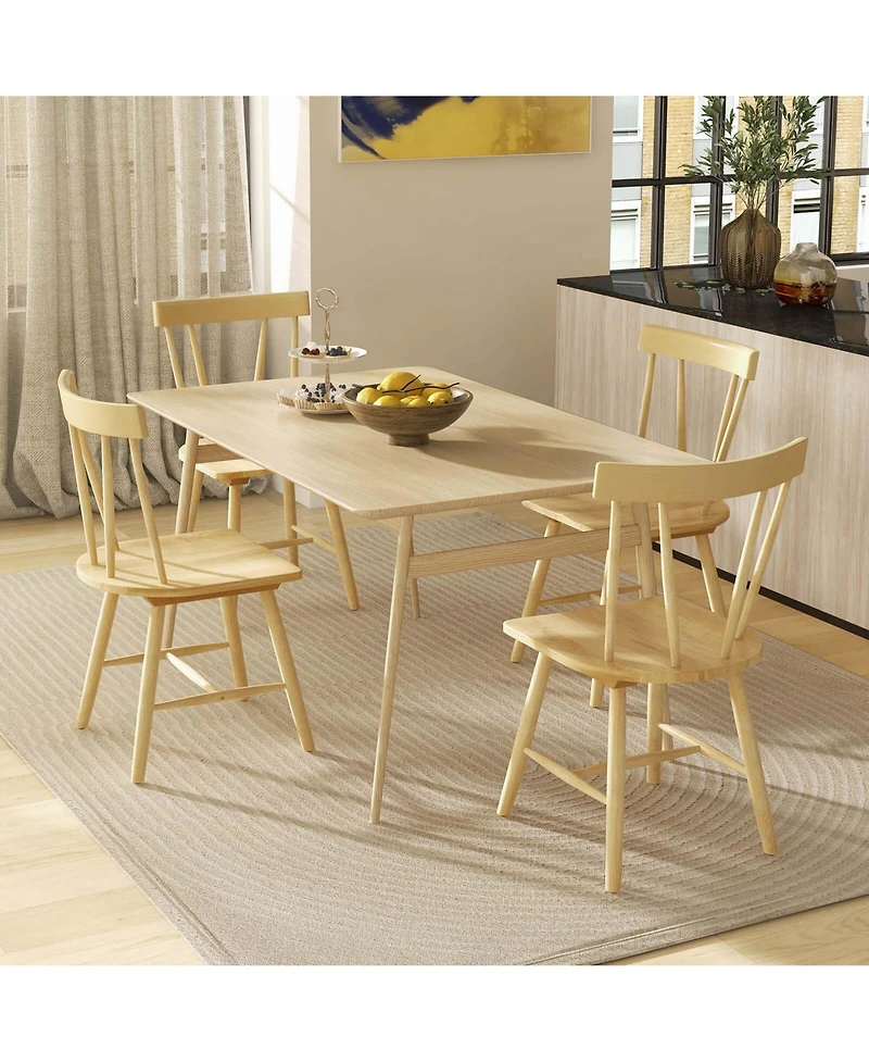 Dining Chairs Set of 2 Windsor Chairs Wood Armless Chairs with Solid Rubber Wood