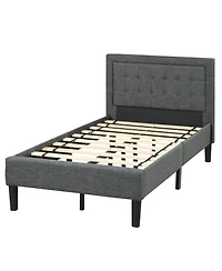 Gouun Twin Size Upholstered Bed Frame with Button Tufted Headboard