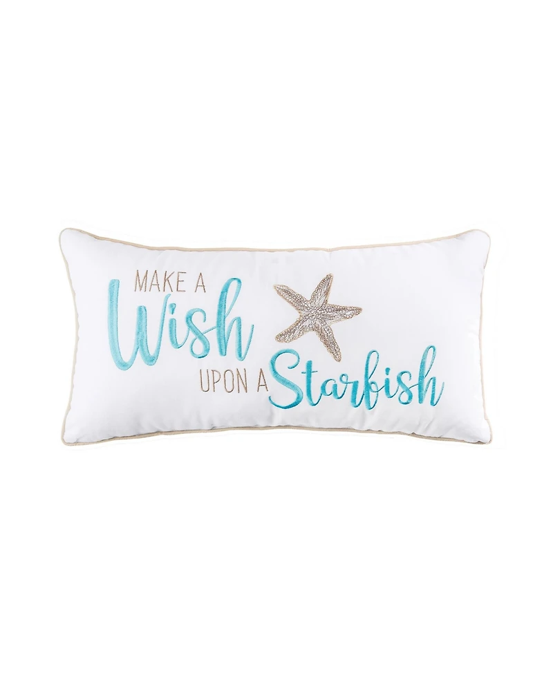 12" x 24" Wish Upon A Starfish Embroidered Throw Pillow