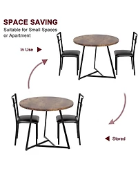 gaomon Dining Table Set for 2, Round Kitchen Table and Upholstered Chairs for 2, 3 Piece Dining Room Table Set, Kitchen Table Set for Small Space, Apa