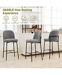 Dyhome Bar Stools Set of 2, 28 Inches Modern Counter Height with High Back Metal Legs, Upholstered Tall Barstools for Kitchen Island, Cafe,