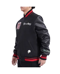 Freeze Max Men's Black Rick And Morty Anatomy Park Full-Zip Varsity Jacket