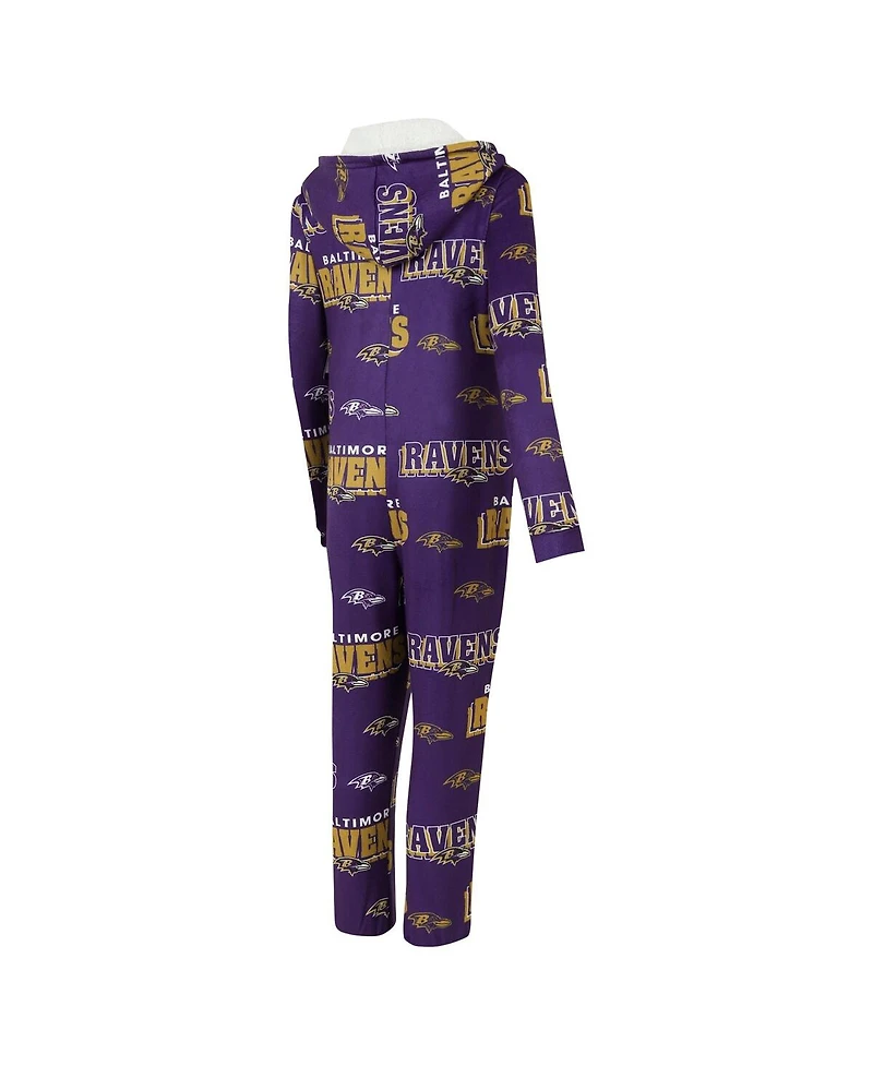 Concepts Sport Women's Purple Baltimore Ravens Roadway Allover Print Microfleece Full-Zip Union Suit