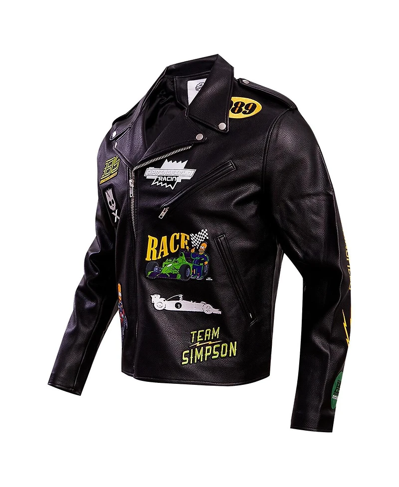 Freeze Max Men's Black The Simpsons Graphic Biker Full-Zip Jacket