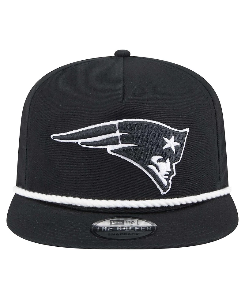 New Era Men's Black New England Patriots B-Dub Golfer Snapback Hat