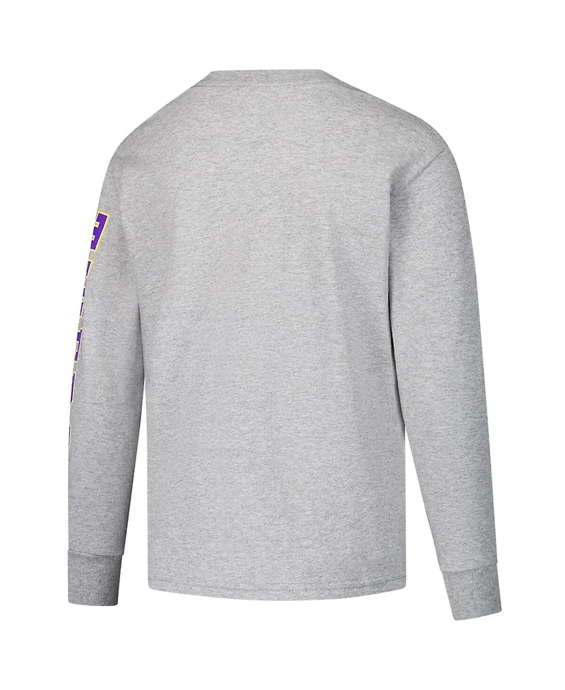 Champion Big Boys and Girls Gray Lsu Tigers Distressed Arch Over Logo Long Sleeve T-Shirt