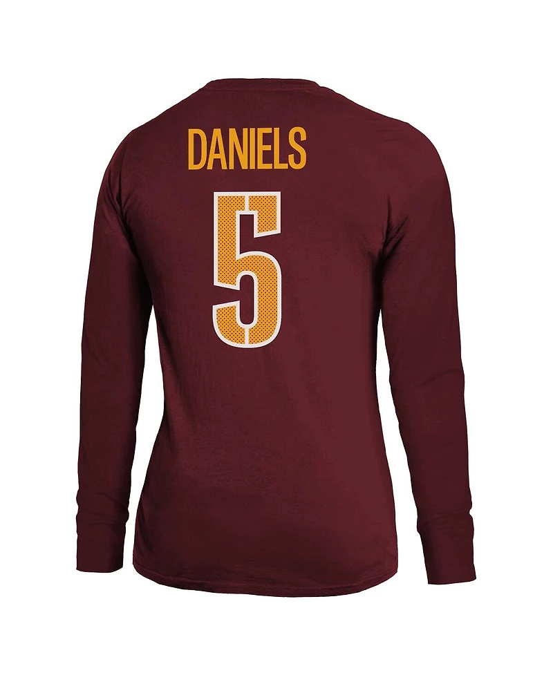 Majestic Women's Jayden Daniels Burgundy Washington Commanders Player Name Number Long Sleeve T-Shirt