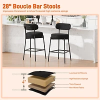 Dyhome Bar Stools Set of 3, 28 Inches Modern Counter Height with Curved Back Metal Legs, Upholstered Tall Barstools for Kitchen Island, Caf