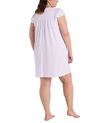 Miss Elaine Plus Embroidered Short-Sleeve Nightgown