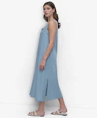 Dkny Women's Sleeveless V-Neck Side-Slit Dress