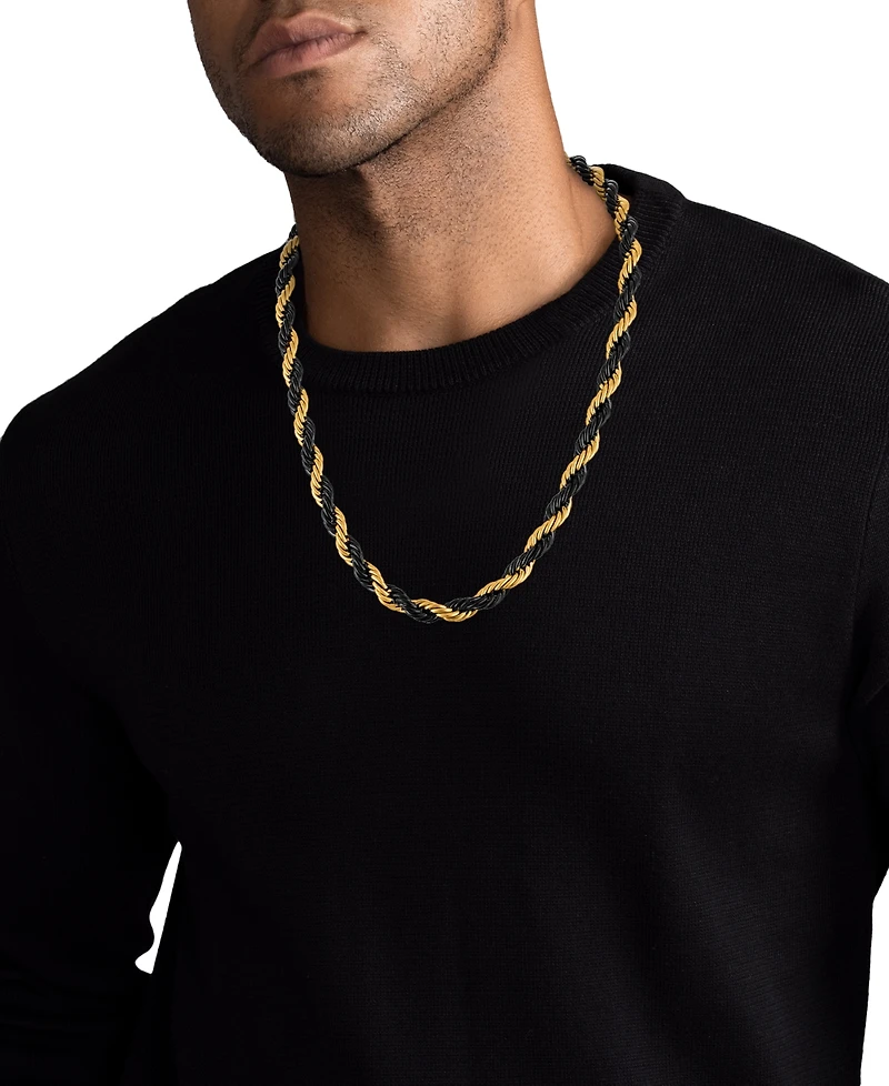 Esquire Men's Jewelry Intertwined Rope Link 22" Chain Necklace in Black & Gold-Tone Ion-Plated Stainless Steel, Exclusively at Macy's