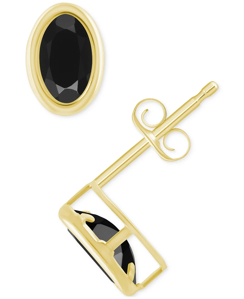 Macy's Created Sapphire Oval Stud Earrings (1-1/2 ct. t.w.) 10k Yellow Gold