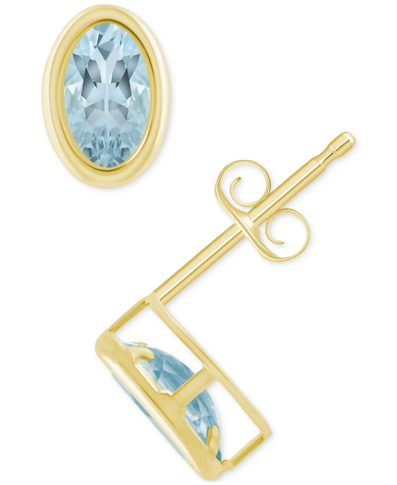 Macy's Created Sapphire Oval Stud Earrings (1-1/2 ct. t.w.) 10k Yellow Gold