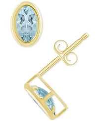 Macy's Created Sapphire Oval Stud Earrings (1-1/2 ct. t.w.) 10k Yellow Gold