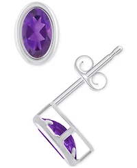 Macy's Created Sapphire Oval Stud Earrings (1-1/2 ct. t.w.) 10k Yellow Gold