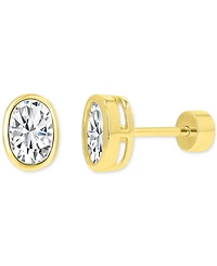 Cubic Zirconia Oval Stud Earrings (1-3/8 ct. t.w.) 14k Gold-Plated Sterling Silver