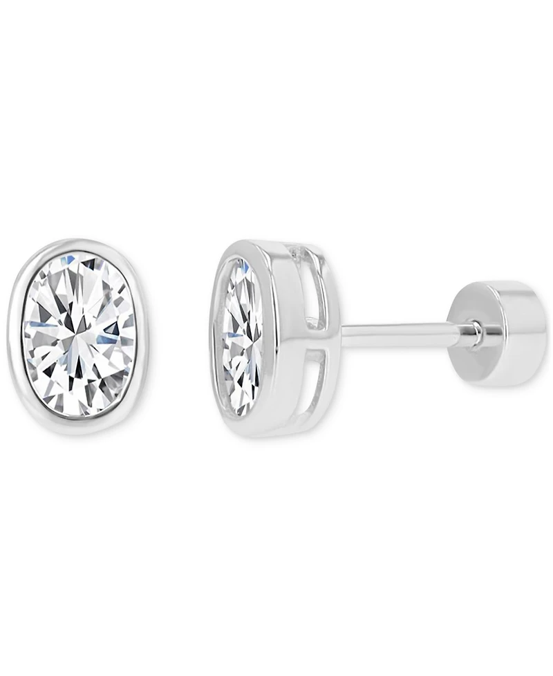 Cubic Zirconia Oval Stud Earrings (1-3/8 ct. t.w.) in 14k Gold-Plated Sterling Silver