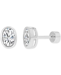 Cubic Zirconia Oval Stud Earrings (1-3/8 ct. t.w.) in 14k Gold-Plated Sterling Silver
