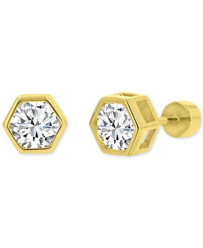 Cubic Zirconia Hexagon Stud Earrings (1-1/4 ct. t.w.) 14k Gold-Plated Sterling Silver