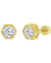 Cubic Zirconia Hexagon Stud Earrings (1-1/4 ct. t.w.) 14k Gold-Plated Sterling Silver