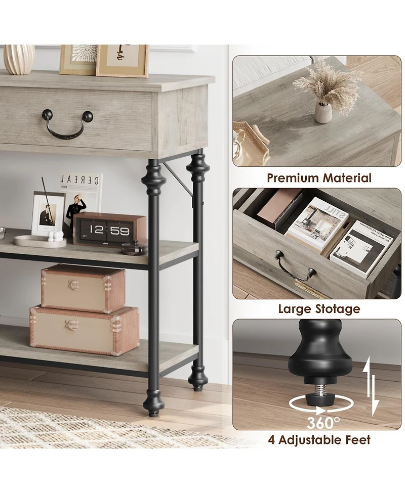 Gaomon Console Tables for Entryway, Small Entryway Table with 2 Drawers, Narrow Storage Shelves Living Room, Hallway Table, Sof