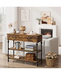 Gaomon Console Tables for Entryway, Small Entryway Table with 2 Drawers, Narrow Console Table with Storage Shelves for Living Room, Hallway Table, Sof