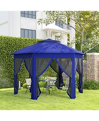 Outsunny 13' x 13' Pop Up Gazebo with 6 Zippe Mesh Netting