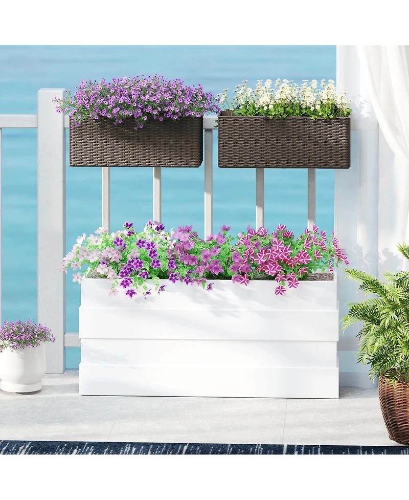 Outsunny Railing Planter Box (2 Pack, 20 Inch), Rat Look,