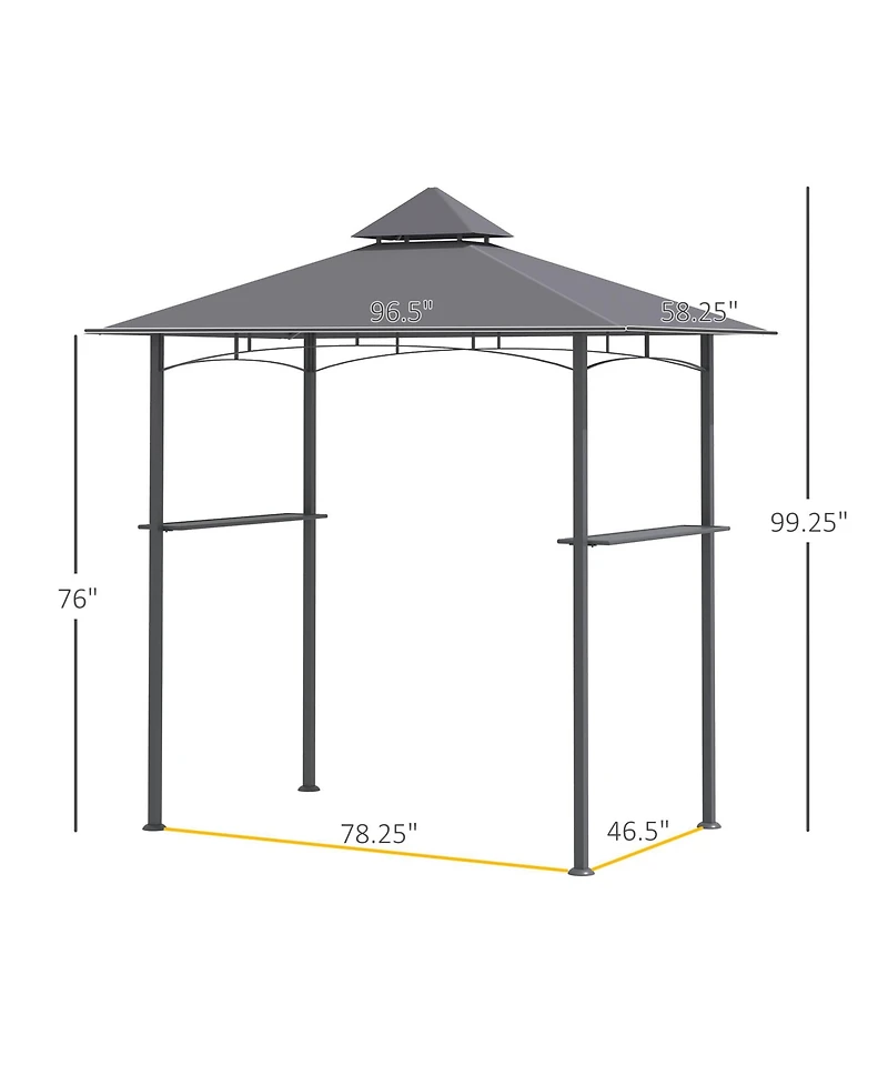 Outsunny 8' x 5' Grill Gazebo with Double Roof Bbq Gazebo,