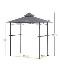 Outsunny 8' x 5' Grill Gazebo with Double Roof Bbq Gazebo,
