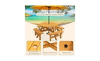 Slickblue 8-Person Wooden Picnic Table for Spacious and Comfortable Outdoor Dining